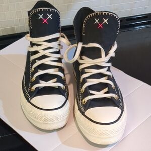 Converse Black High-Tops with White Accents